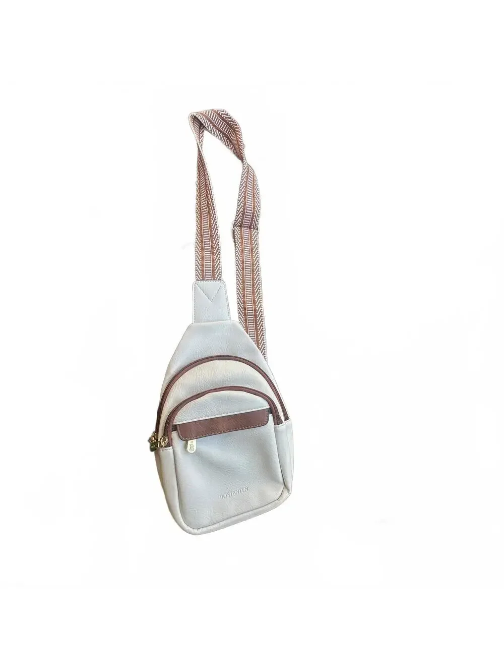 Bostanten Women's White and Brown Shoulder Bag with Anti-Theft Zipper Pocket, 35
